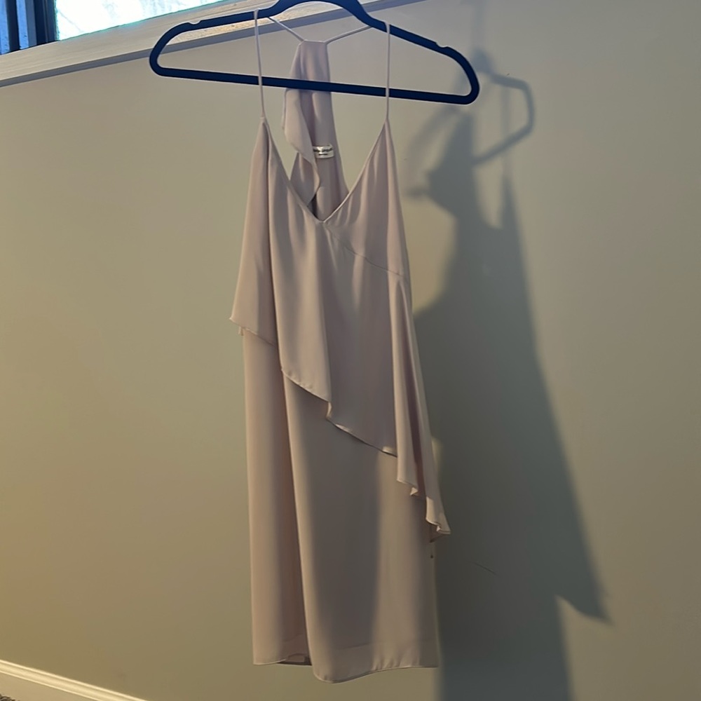 Amanda Upichard nude ruffle strap dress. Size small, worn once for a wedding.